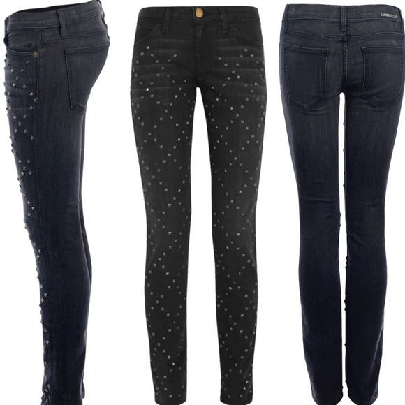 NWT Current/Elliot Black Destroy Studded Jeans - Picture 2 of 8